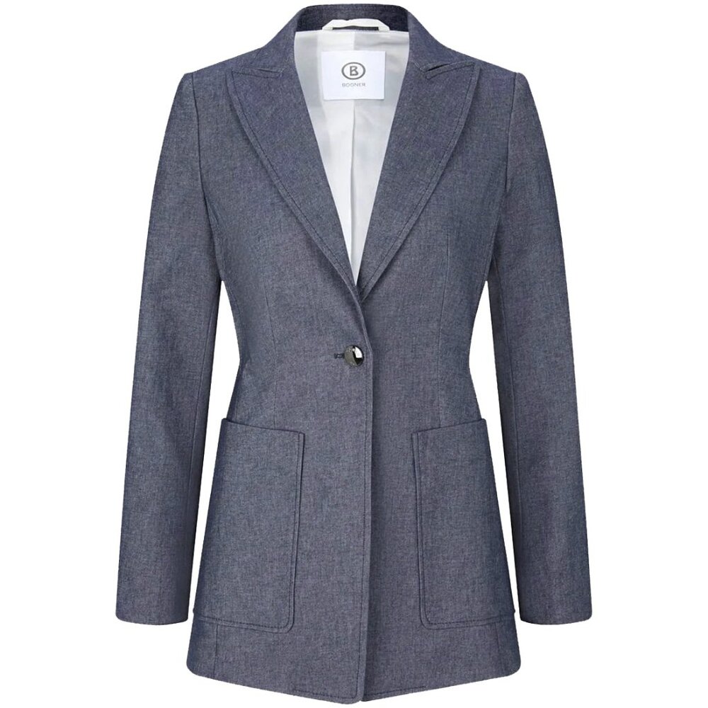 NEW $800 Bogner Alea Blazer! Size 6 or 12 Denim Blue 1 Button Stretch Cotton